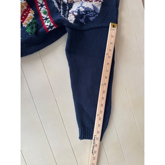 Vtg. 90's Winter Cardigan Sweater Hand Knit Snowman Ice Skates 3D Wearable Art - Picture 13 of 13